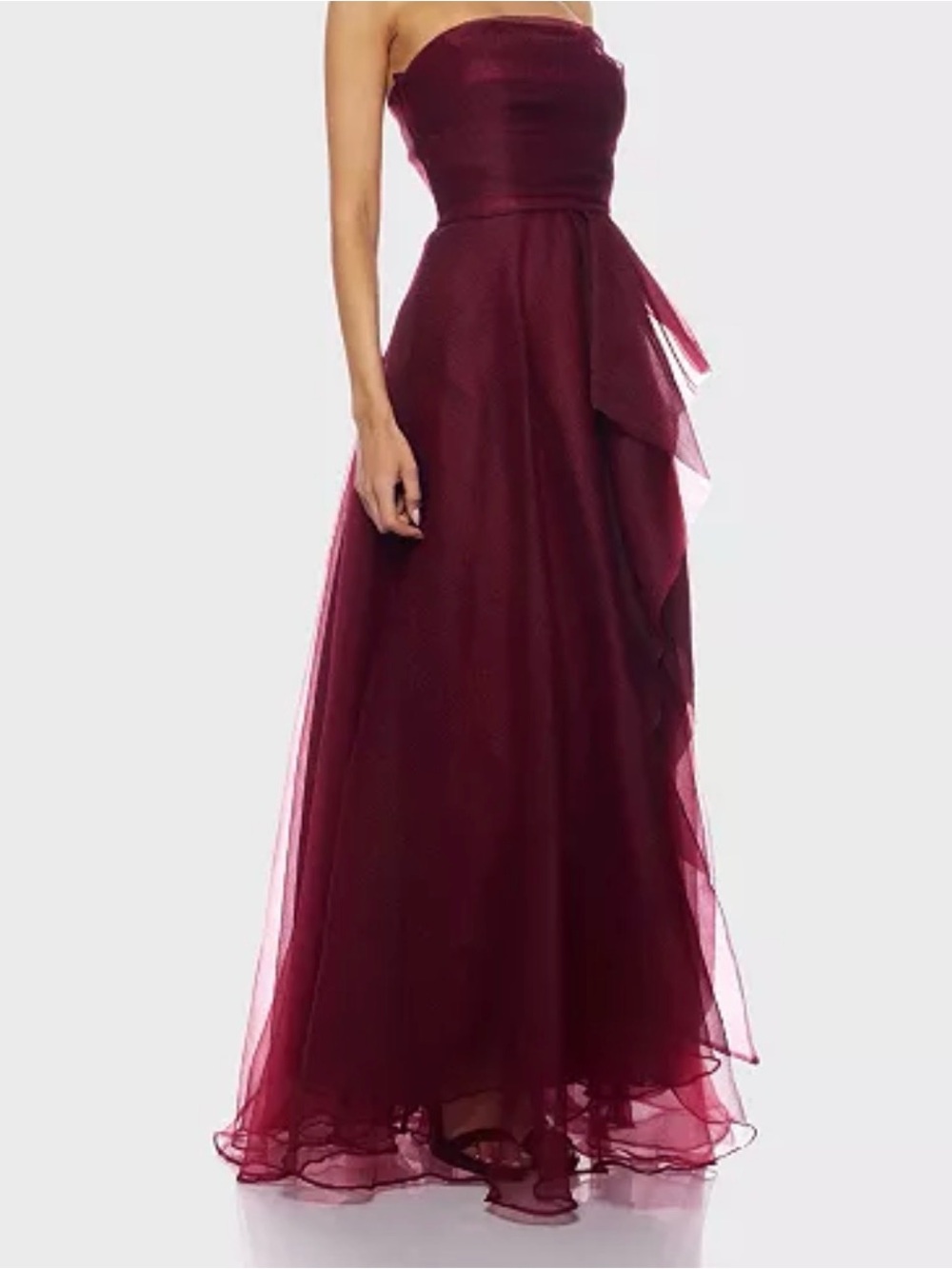 Strapless Black Tulle Evening Gown